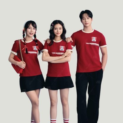 Mẫu áo thun đồng phục KFC màu đỏ đô