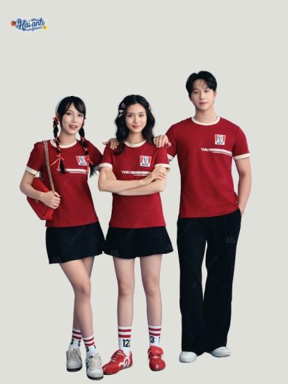 Mẫu áo thun đồng phục KFC màu đỏ đô