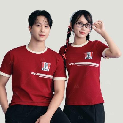 Mẫu áo thun đồng phục KFC màu đỏ đô - 2