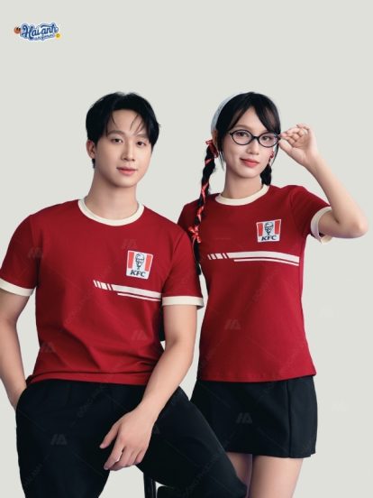 Mẫu áo thun đồng phục KFC màu đỏ đô - 2