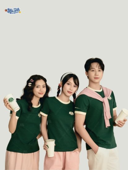 Mẫu áo đồng phục Phúc Long màu xanh iris - 2