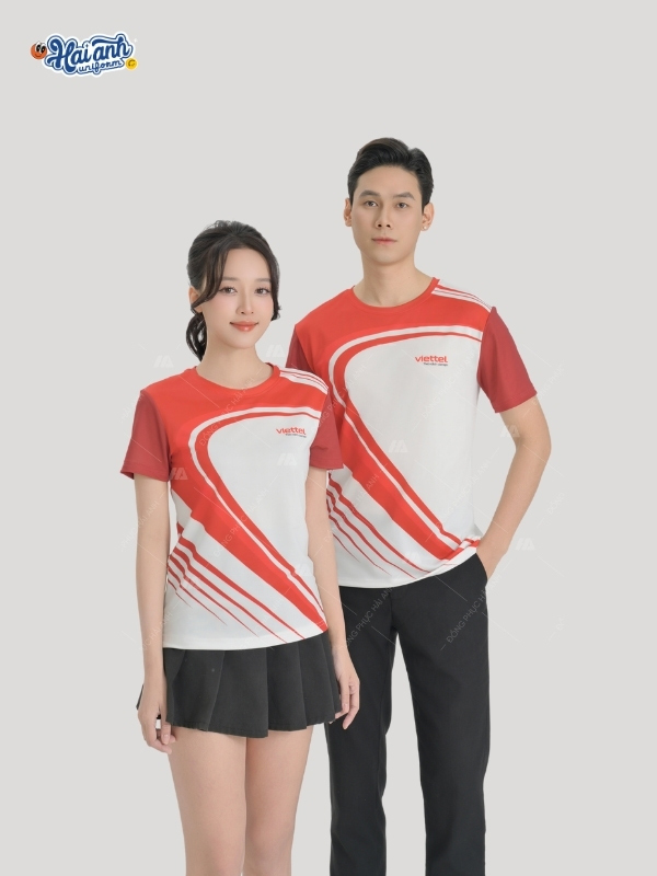 Kiểu dáng áo thun Viettel cổ tròn hiện đại, năng động