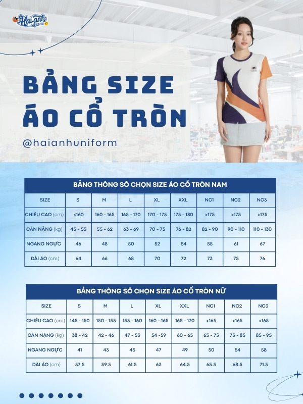 Bảng size áo thun đồng phục Vinschool chi tiết