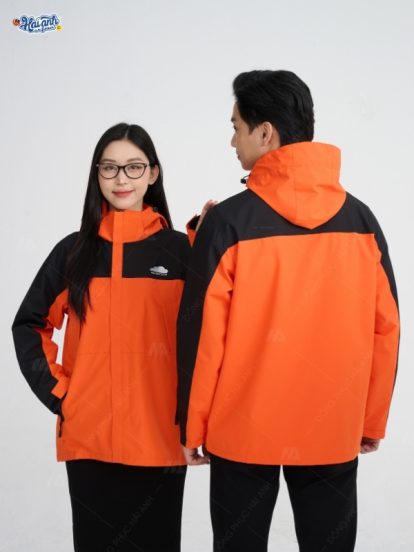 Mẫu Áo Khoác Đồng Phục Công Ty Màu Cam Phối Đen- 2