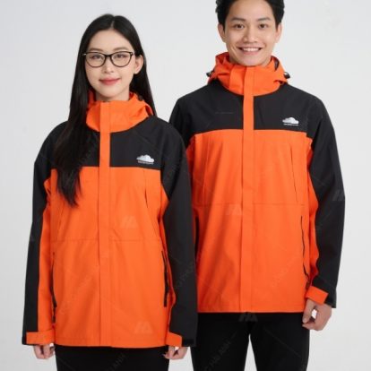 Mẫu Áo Khoác Đồng Phục Công Ty Màu Cam Phối Đen- 1