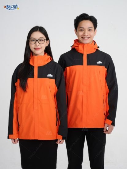 Mẫu Áo Khoác Đồng Phục Công Ty Màu Cam Phối Đen- 1