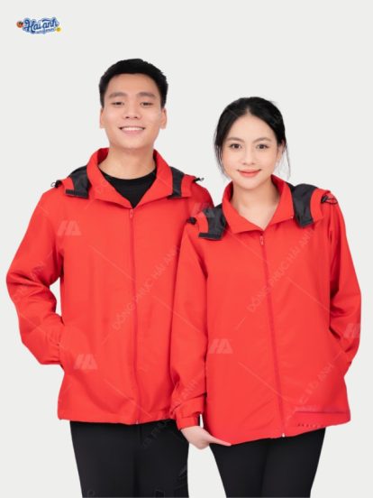 Mẫu Áo Khoác Đồng Phục Công Ty Màu Đỏ Trơn- 1