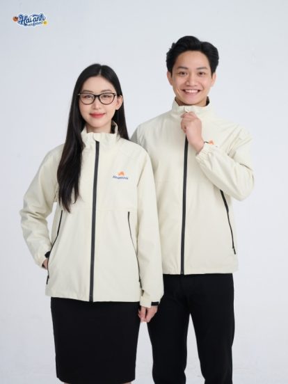 Mẫu Áo Khoác Đồng Phục Công Ty Màu Trắng Gạo Ahamove-1