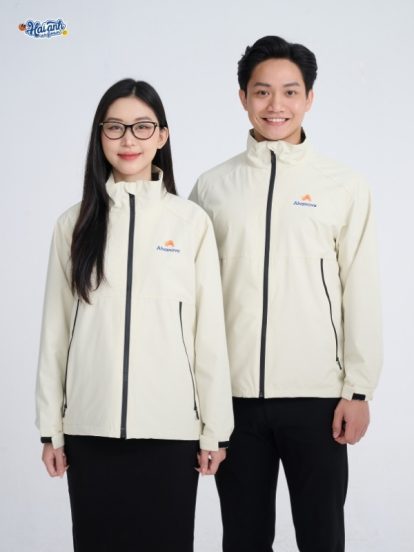 Mẫu Áo Khoác Đồng Phục Công Ty Màu Trắng Gạo Ahamove