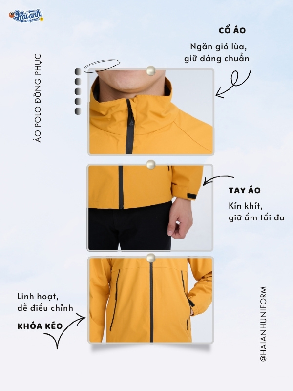 Chi tiết thiết kế mẫu áo gió Thế Giới Di Động tại Hải Anh Uniform