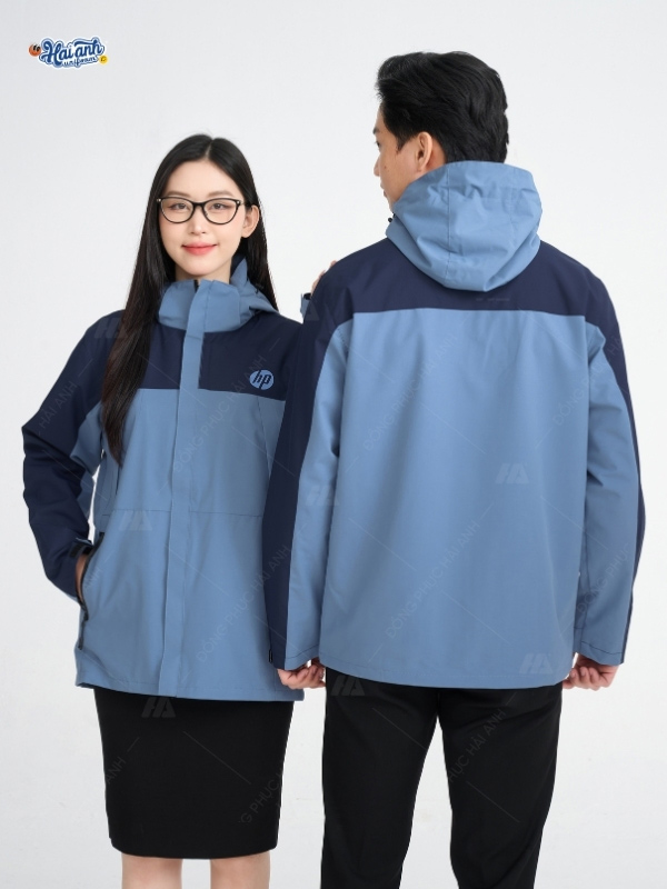 Áo khoác đồng phục xanh biển phù hợp cho nhân viên nam và nữ