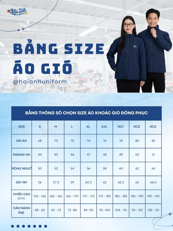 Tham khảo bảng size chi tiết mẫu áo gio Hyundai màu xanh đen