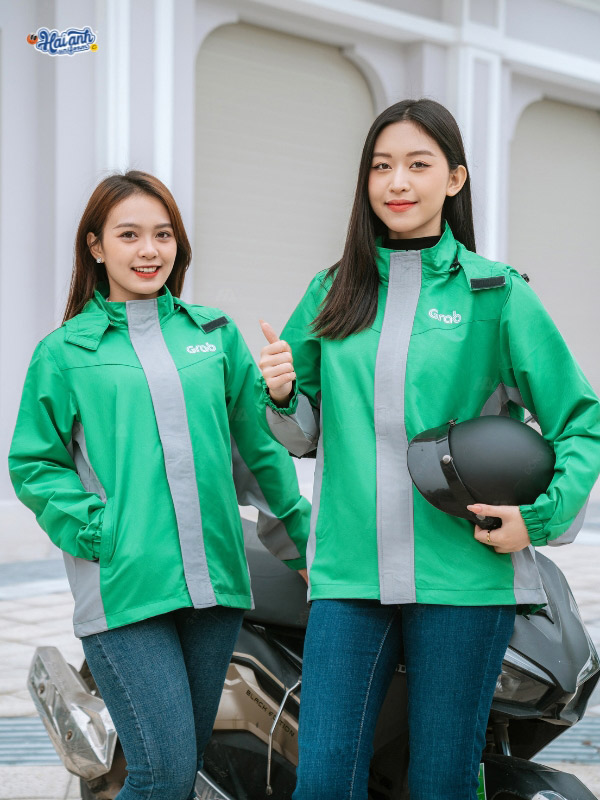 Áo khoác đồng phục Grab nổi bật hình ảnh thương hiệu