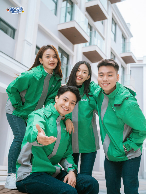 Áo khoác đồng phục Grab thiết kế hiện đại, chuyên nghiệp