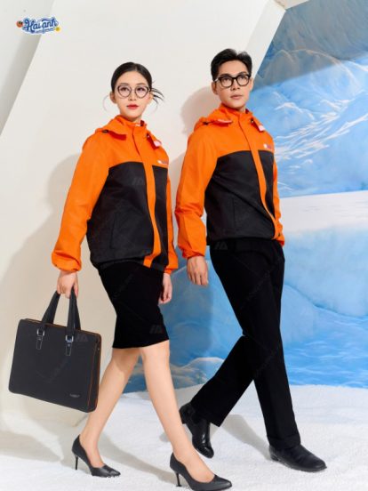 Mẫu Áo Khoác Đồng Phục Màu Đen Phối Cam SHB - 2