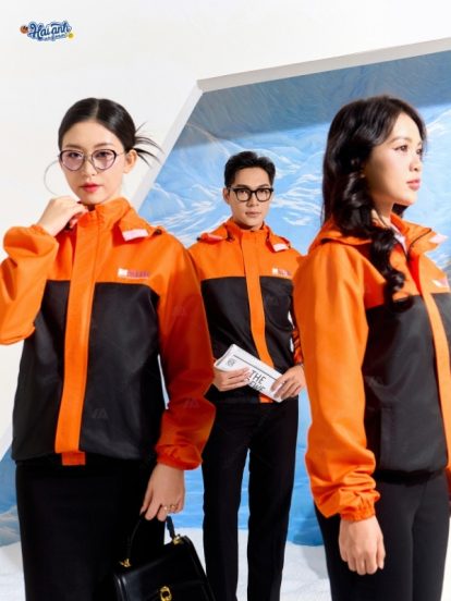 Mẫu Áo Khoác Đồng Phục Màu Đen Phối Cam SHB - 1