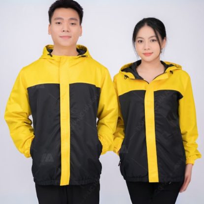 Mẫu Áo Khoác Gió Đồng Phục Công Ty Màu Đen Phối Vàng