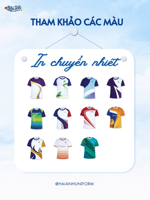 Các kiểu in chuyển nhiệt áo thun đồng phục công ty vải Tex Cool