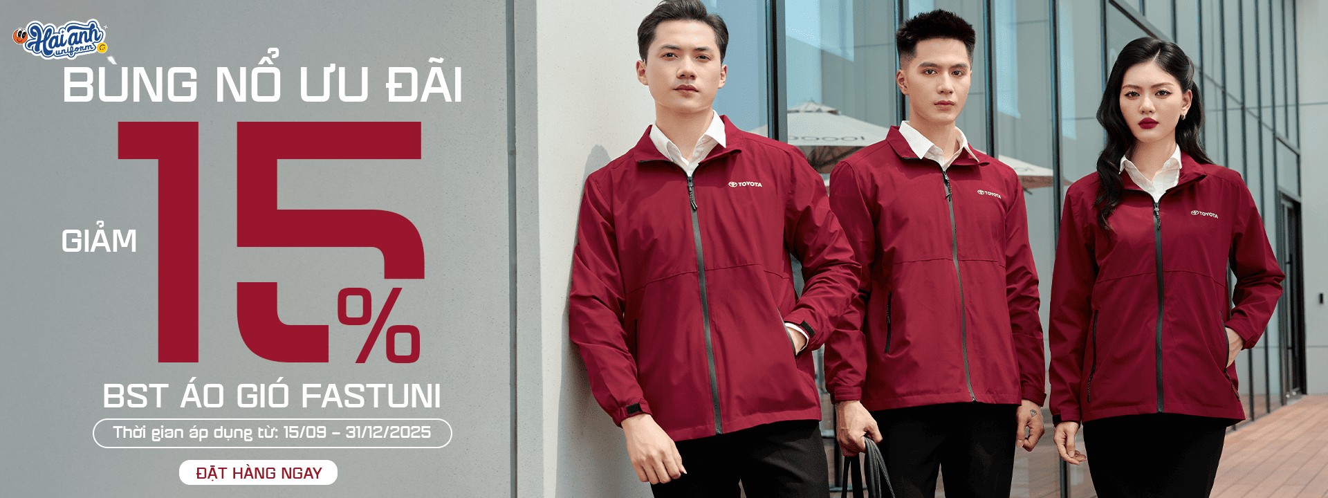 Nhận ưu đãi hấp dẫn khi may áo khoác gió đồng phục theo yêu cầu tại Hải Anh Uniform