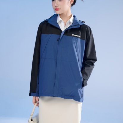 Mẫu áo khoác đồng phục công ty FastUni màu xanh đá phối xanh đen - 2