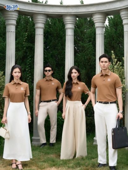 Mẫu Áo Polo Đồng Phục Công Ty Timeless Màu Cafe Sữa- 2