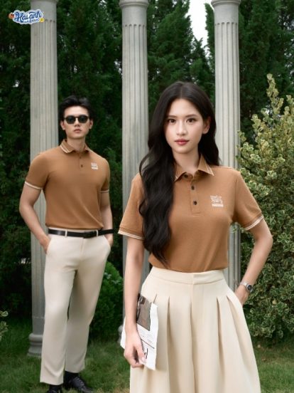 Mẫu Áo Polo Đồng Phục Công Ty Timeless Màu Cafe Sữa