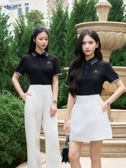 Mẫu áo polo đồng phục công ty Timeless màu đen-1