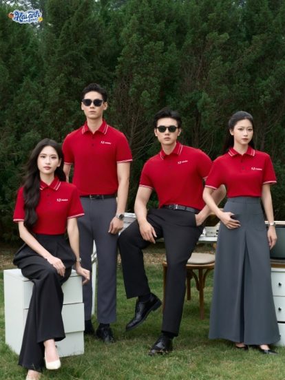Mẫu áo polo đồng phục công ty Màu Timeless màu đỏ- 2