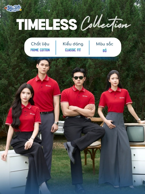 Chi tiết thiết kế mẫu áo polo Timeless màu đỏ