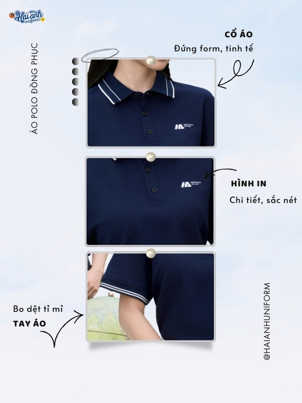 Chi tiết thiết kế áo polo Timeless màu xanh đen