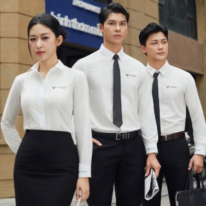Mẫu Áo Sơ Mi Đồng Phục Công Ty Dài Tay Màu Trắng Vinfast-1