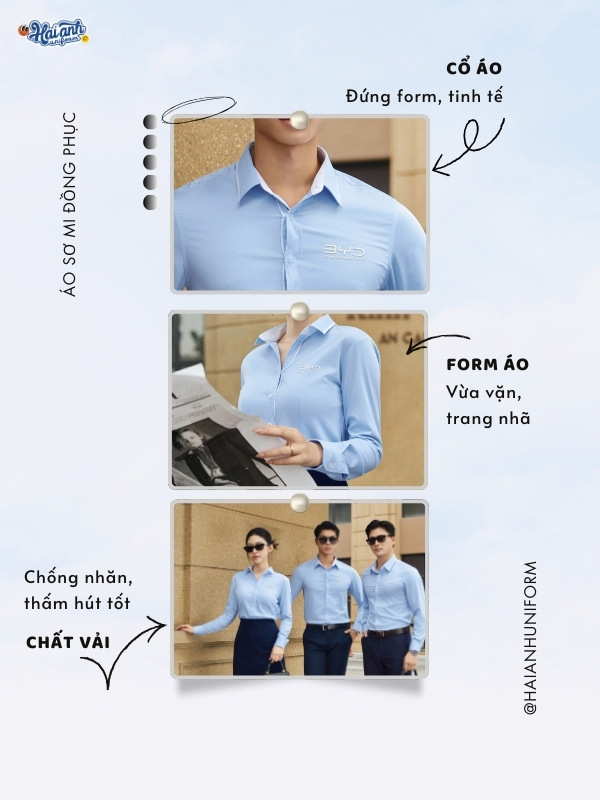 Sơ mi đồng phục BYD kiểu dáng slim-fit vừa vặn, mang lại vẻ ngoài gọn gàng, chuyên nghiệp