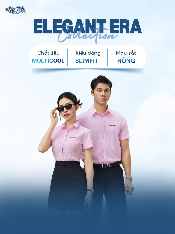 Mẫu sơ mi đồng phục công sở màu hồng HD Bank