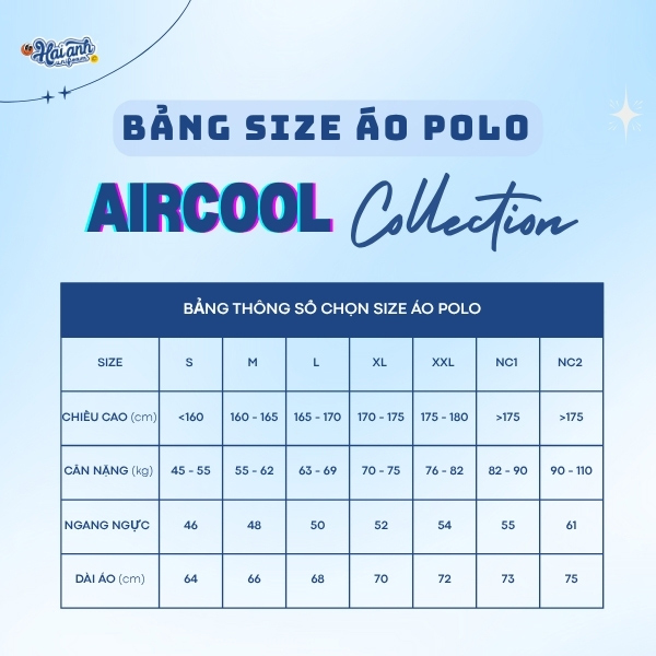 Bảng size áo polo Aircool màu hồng đa dạng, chuẩn form cho mọi vóc dáng