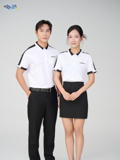 Mẫu Áo Polo Đồng Phục Công Ty Aircool Màu Đen