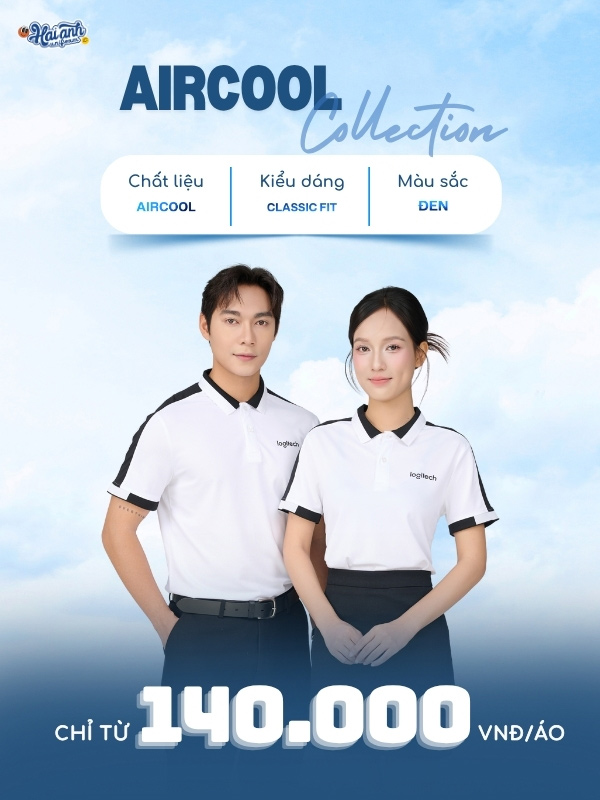 Áo polo Aircool màu đen dễ phối, phù hợp nhiều vóc dáng và phong cách