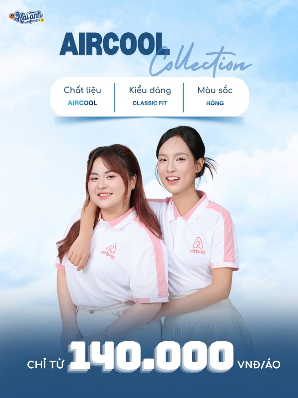 Mẫu áo polo đồng phục công ty Aircool màu hồng thanh lịch