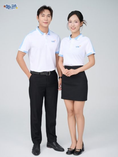 Mẫu Áo Polo Đồng Phục Công Ty Aircool Màu Xanh Biển Nhạt-2