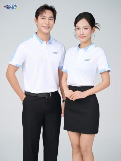 Mẫu Áo Polo Đồng Phục Công Ty Aircool Màu Xanh Biển Nhạt