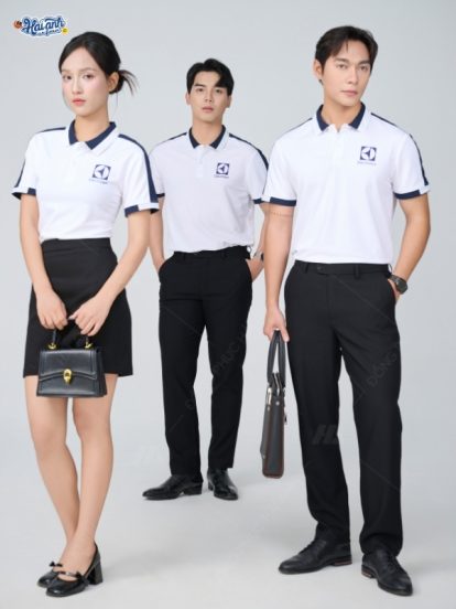 Mẫu Áo Polo Đồng Phục Công Ty Aircool Màu Xanh Đen - 2