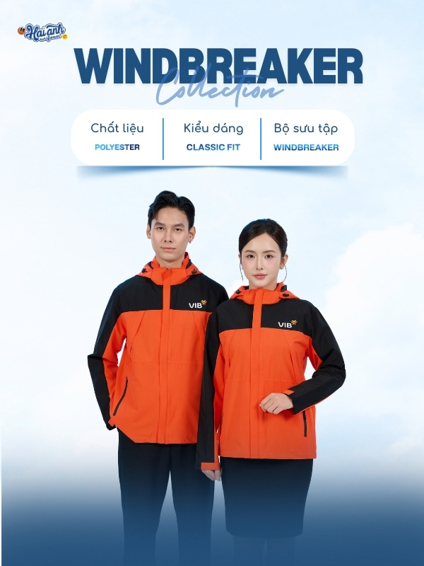 Chi tiết thiết kế áo khác đồng phục Fastuni màu cam phối đen VIB