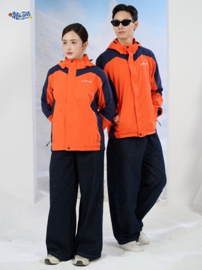 mẫu áo khoác đồng phục công ty FastUni màu cam phối xanh đen Boeing -1