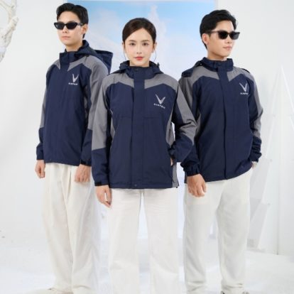 Mẫu áo khoác đồng phục công ty Fastuni màu xanh đen phối ghi đậm Vinfast- 1