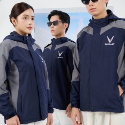Mẫu áo khoác đồng phục công ty Fastuni màu xanh đen phối ghi đậm Vinfast- 2