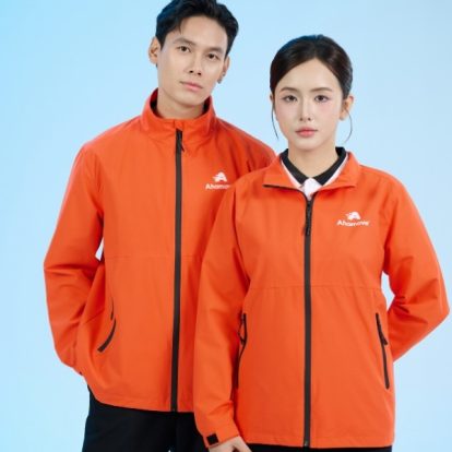 Mẫu áo khoác đồng phục công ty Windbreaker màu cam Ahamove -2