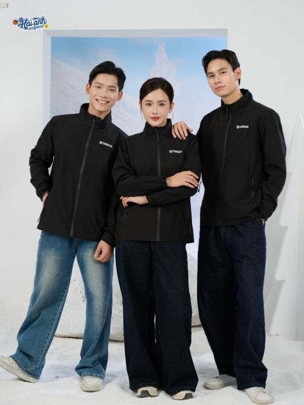 mẫu áo khoác đồng phục Windbreaker màu đen Yamaha
