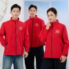 Mẫu áo khoác đồng phục công ty Windbreaker màu đỏ Kinh Đô