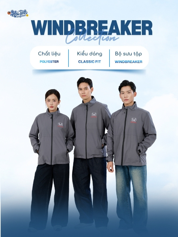 Áo khoác đồng phục màu ghi đậm Honda kiểu dáng thanh lịch, sang trọng