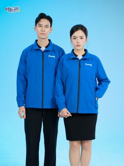 Mẫu áo khoác đồng phục công ty Windbreaker màu xanh bích Vinamilk