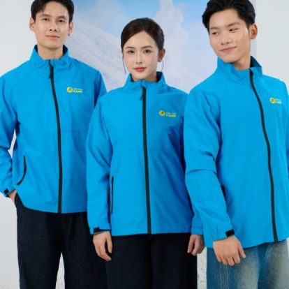 Mẫu áo khoác đồng phục công ty Windbreaker màu xanh Ya Điện Máy Xanh